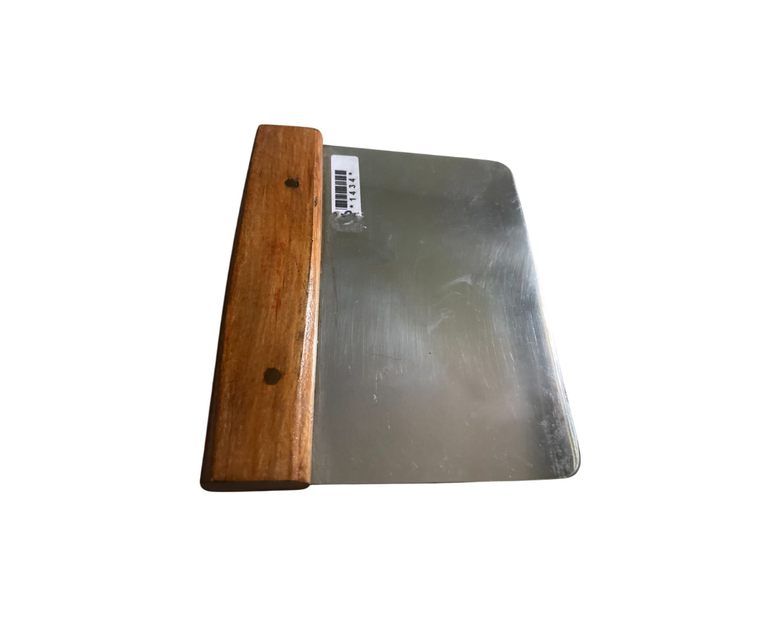 Espátula Rectangular Mediana de Acero Inoxidable con Mango de Madera | 12.5 x 15 cm – 154 g –