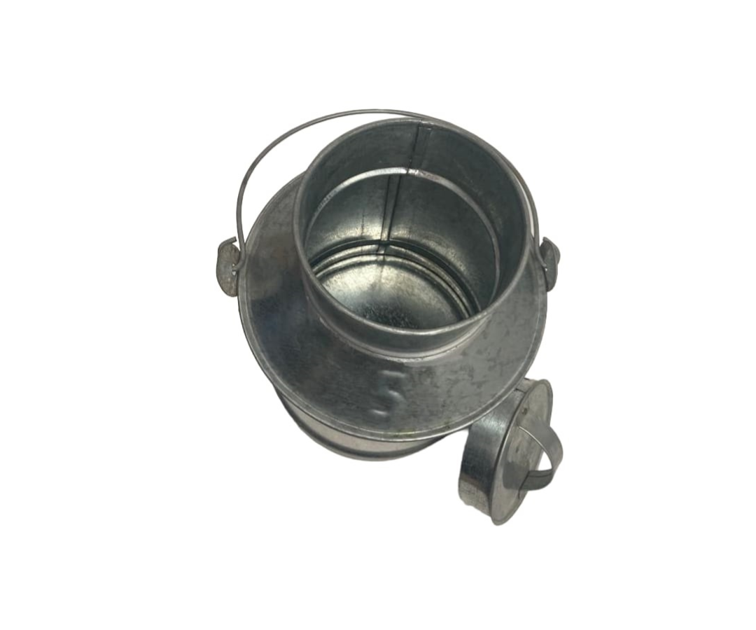 Bote Lechero Galvanizado 5 L | 28 x 18.5 cm – 946 g – Resistente y Funcional