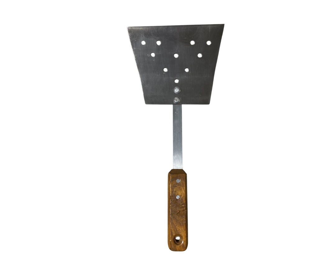 Hamburguesera Larga Inoxidable 22 cm con Mango de Madera | 45 x 22 cm – Resistente y Ergonómica