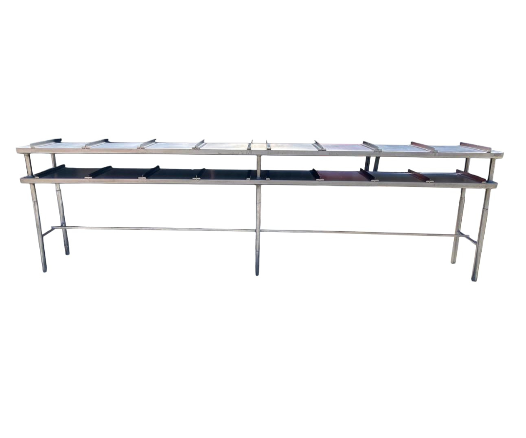 Mueble Inoxidable de 2 Niveles con Separadores | 3.20 x 0.45 m – Especial para Comedores