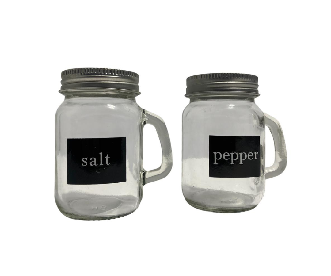 Juego de Salero y Pimentero Ecko | Vidrio con Tapa de Acero, 100 ml, Fácil de Usar y Lavar