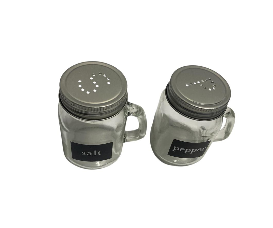 Juego de Salero y Pimentero Ecko | Vidrio con Tapa de Acero, 100 ml, Fácil de Usar y Lavar