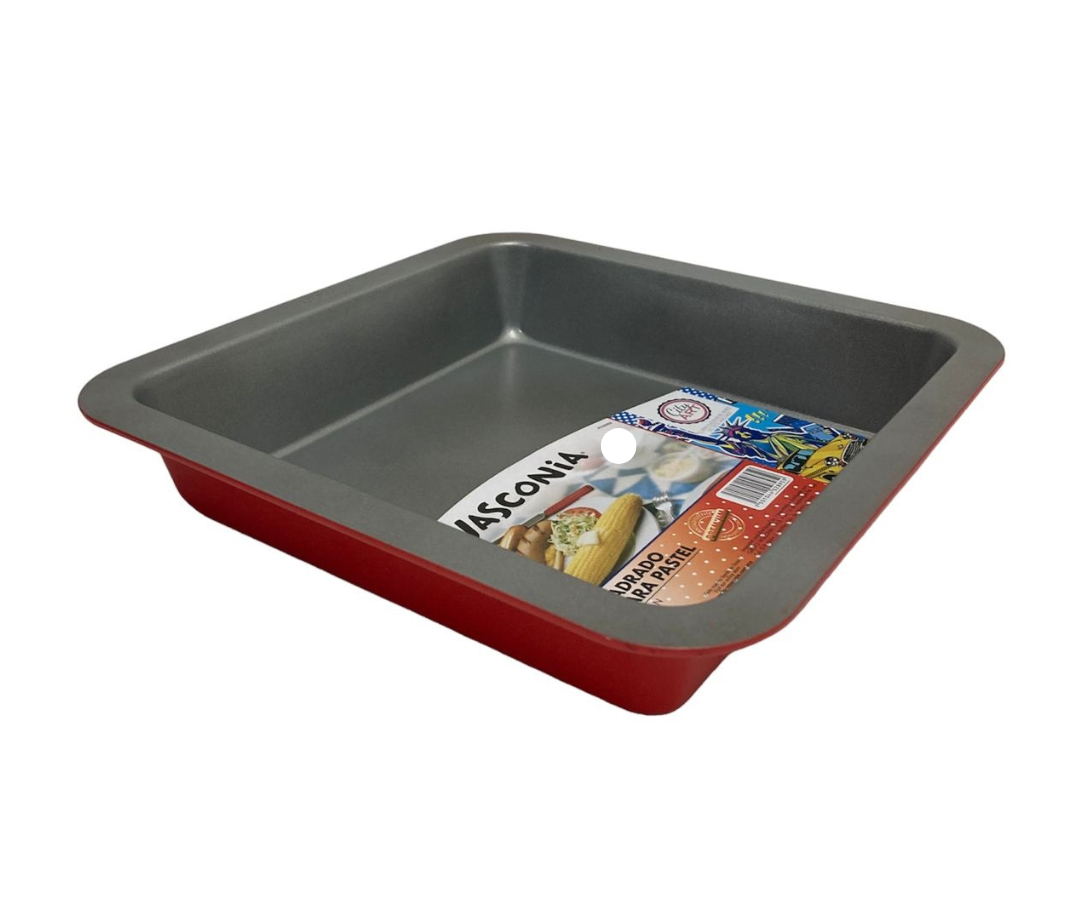 Molde Cuadrado Mediano para Pastel Vasconia | 23 x 23 x 5 cm – 332 g – Práctico y Versátil