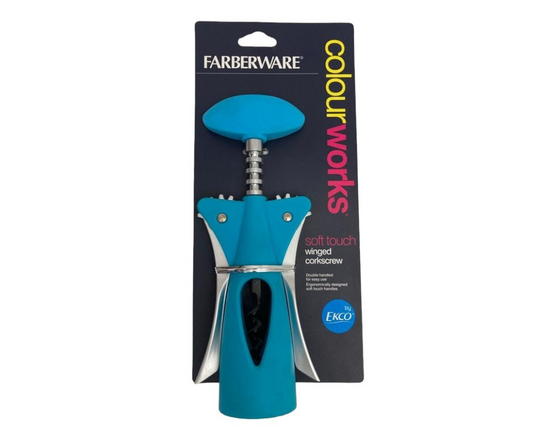 Sacacorchos Colourworks Farberware | Soft Touch, 19 cm, Azul, Ergonómico y Resistente