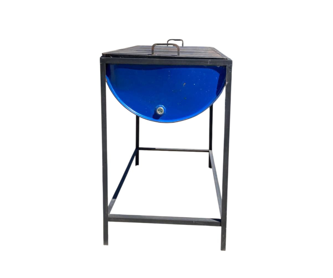 Asador de Tambo acero | 1.20 x 60 cm con Cenicera y Rejilla