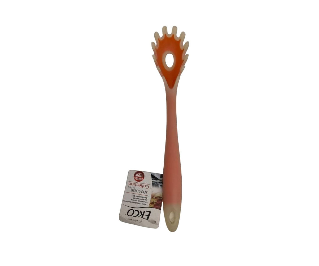 Servidor de Pasta Ecko Collection | Nylon con Silicón, Ultraresistente 300°C, 29 cm, Color Naranja