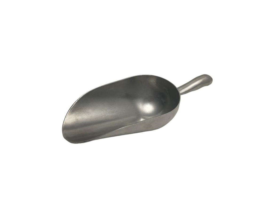 Pala para Hielos Redonda de Aluminio – 30 oz | 31 x 12 cm – 266 g – Multiusos y Resistente