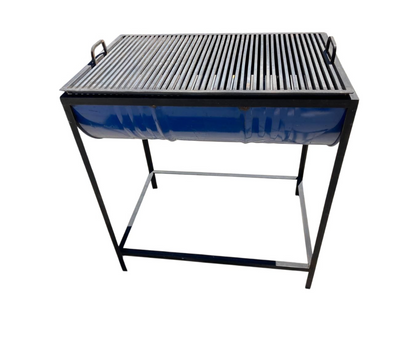 Asador de Tambo acero | 1.20 x 60 cm con Cenicera y Rejilla