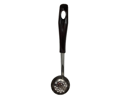 Cucharón Inoxidable Perforado #6 | 18 cm, Mango Café, Ligero y Resistente