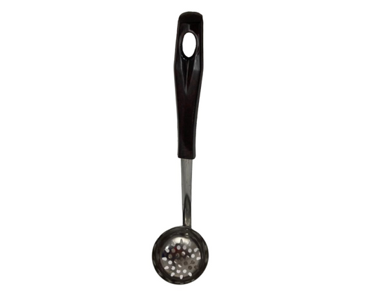Cucharón Inoxidable Perforado #6 | 18 cm, Mango Café, Ligero y Resistente