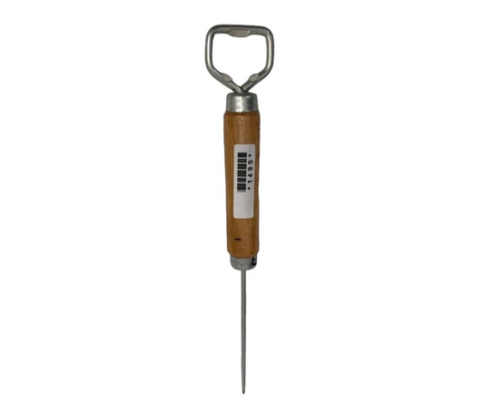 Picahielo con Destapador y Mango de Madera | 25 cm, 60 g – Versátil y Ergonómico
