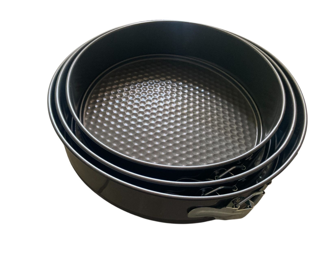 Juego de Moldes Desmontables Redondos (3 Piezas) | 28 cm, 26 cm y 24 cm diámetro – 1,050 g – Prácticos y Versátiles