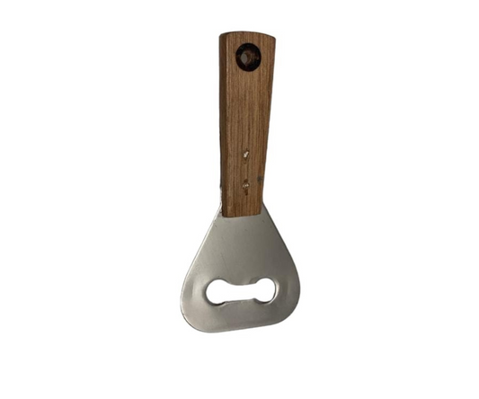Destapador Inoxidable Grande con Mango de Madera | 21.5 x 9 cm, 154 g – Robusto y Elegante