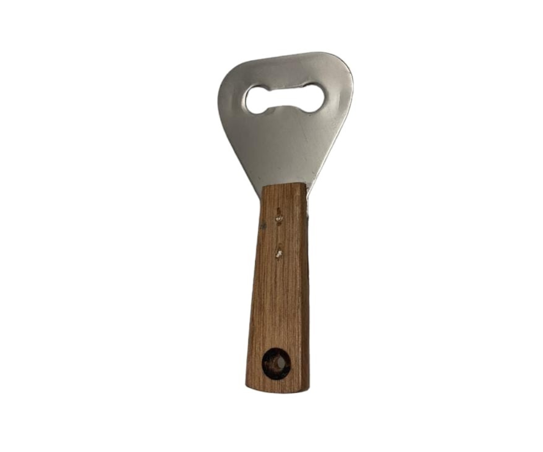 Destapador Inoxidable Grande con Mango de Madera | 21.5 x 9 cm, 154 g – Robusto y Elegante