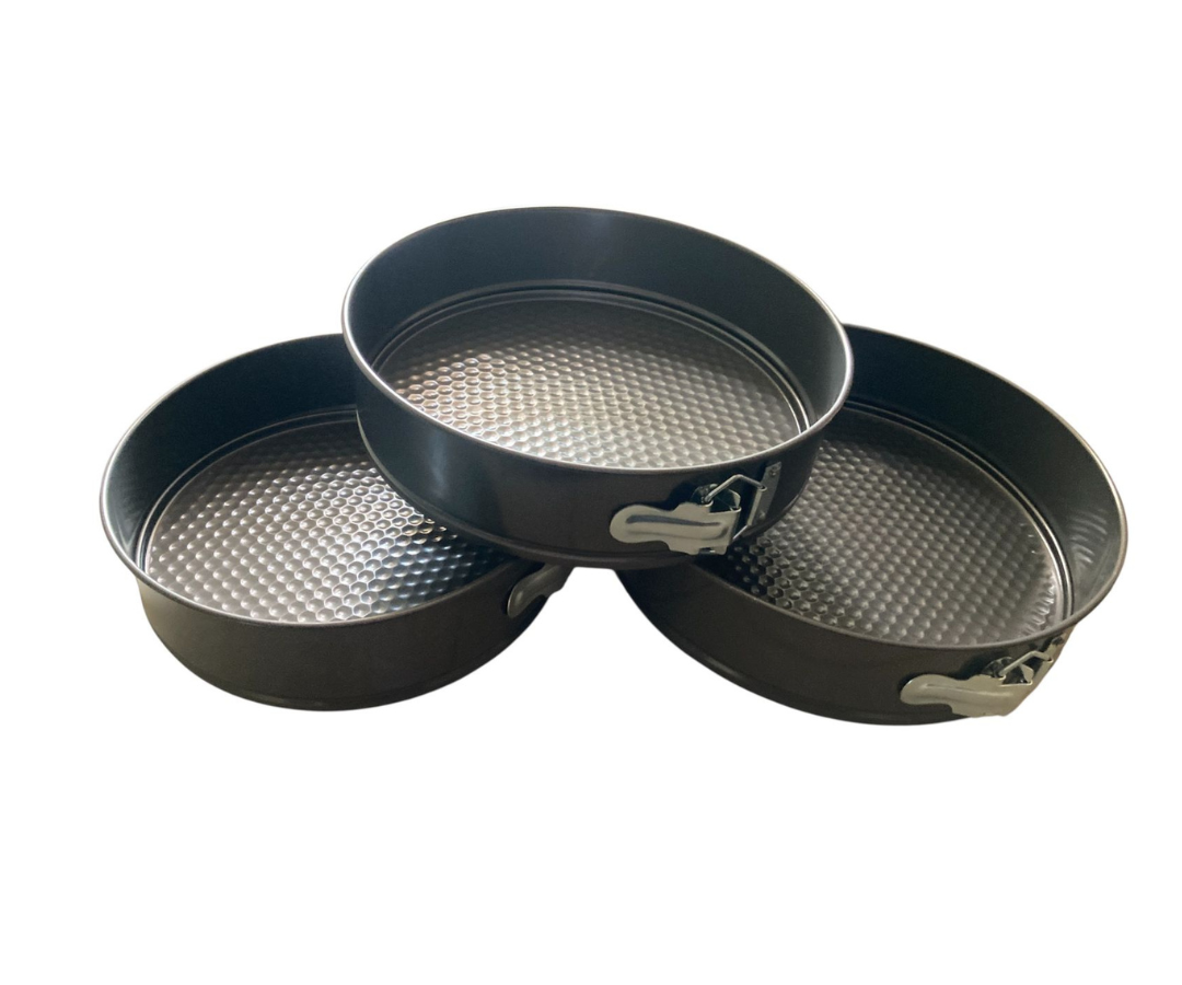 Juego de Moldes Desmontables Redondos (3 Piezas) | 28 cm, 26 cm y 24 cm diámetro – 1,050 g – Prácticos y Versátiles