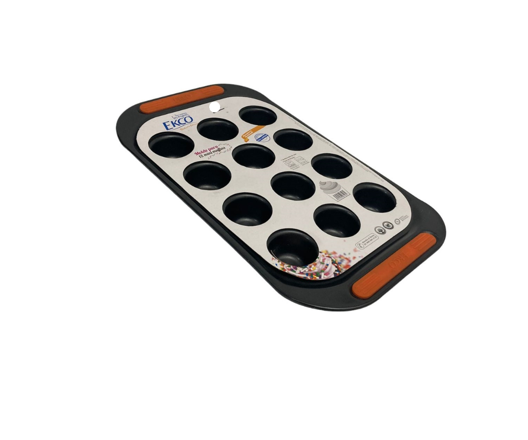 Molde para 12 Mini Muffins Ecko | 31 x 18.5 cm – 372 g – Antiadherente y Resistente
