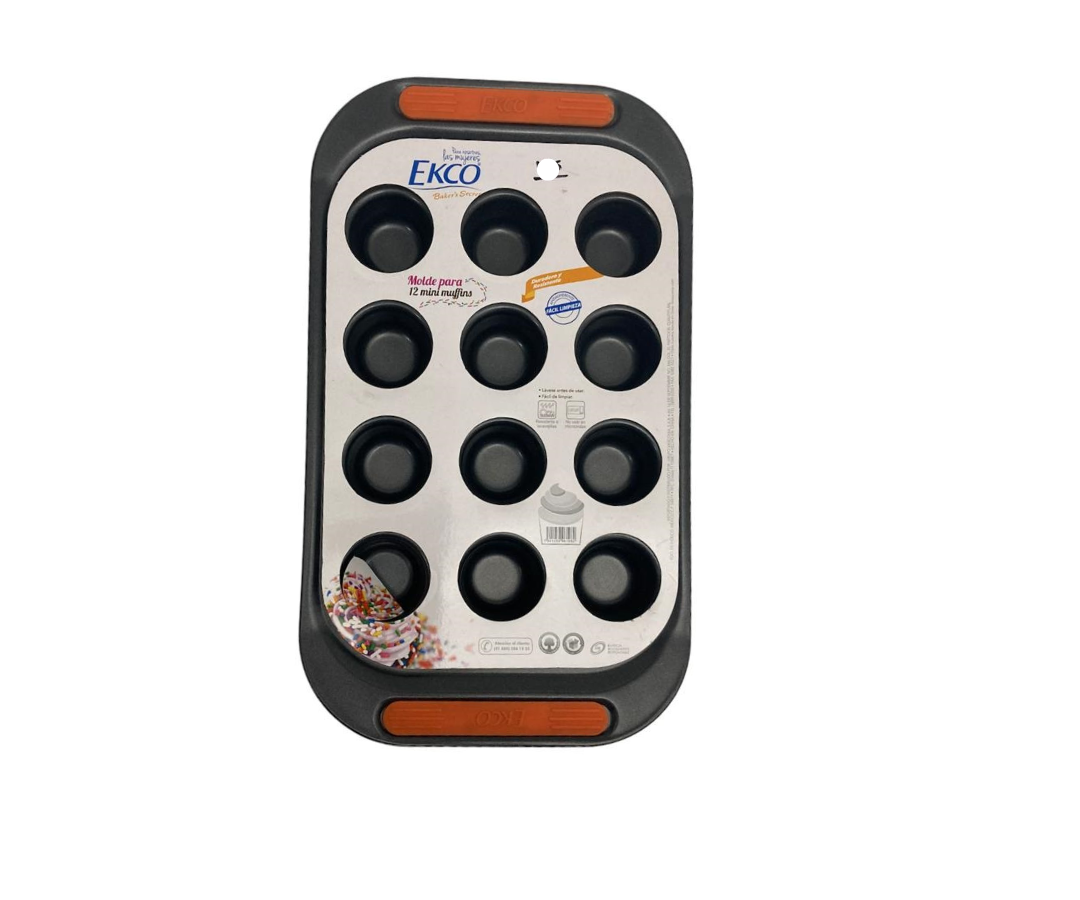 Molde para 12 Mini Muffins Ecko | 31 x 18.5 cm – 372 g – Antiadherente y Resistente