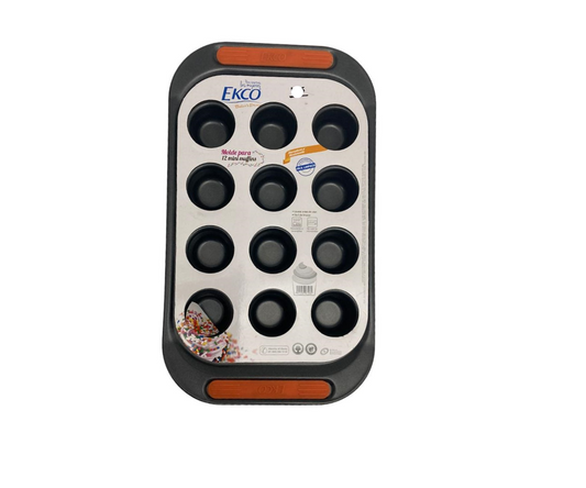 Molde para 12 Mini Muffins Ecko | 31 x 18.5 cm – 372 g – Antiadherente y Resistente