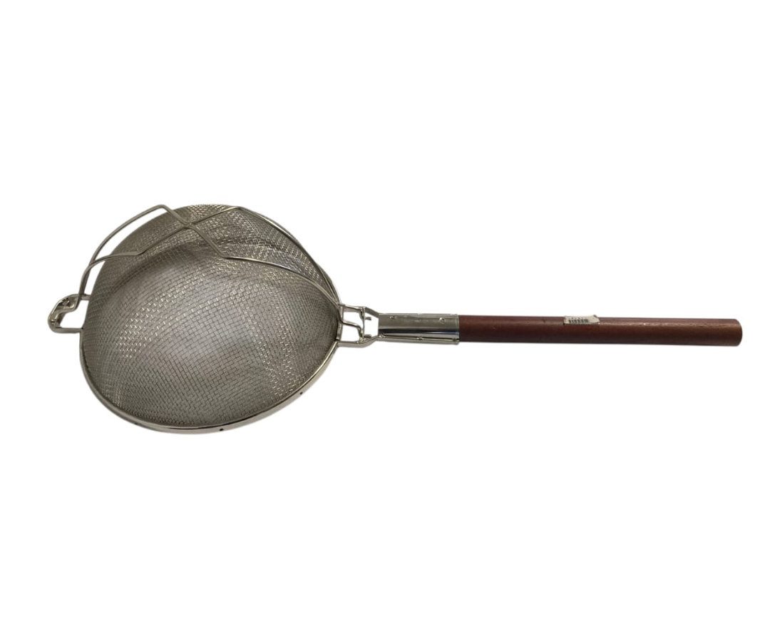 Coladera Inoxidable Profesional | 30 cm – Mango de Madera – Resistente y Práctica