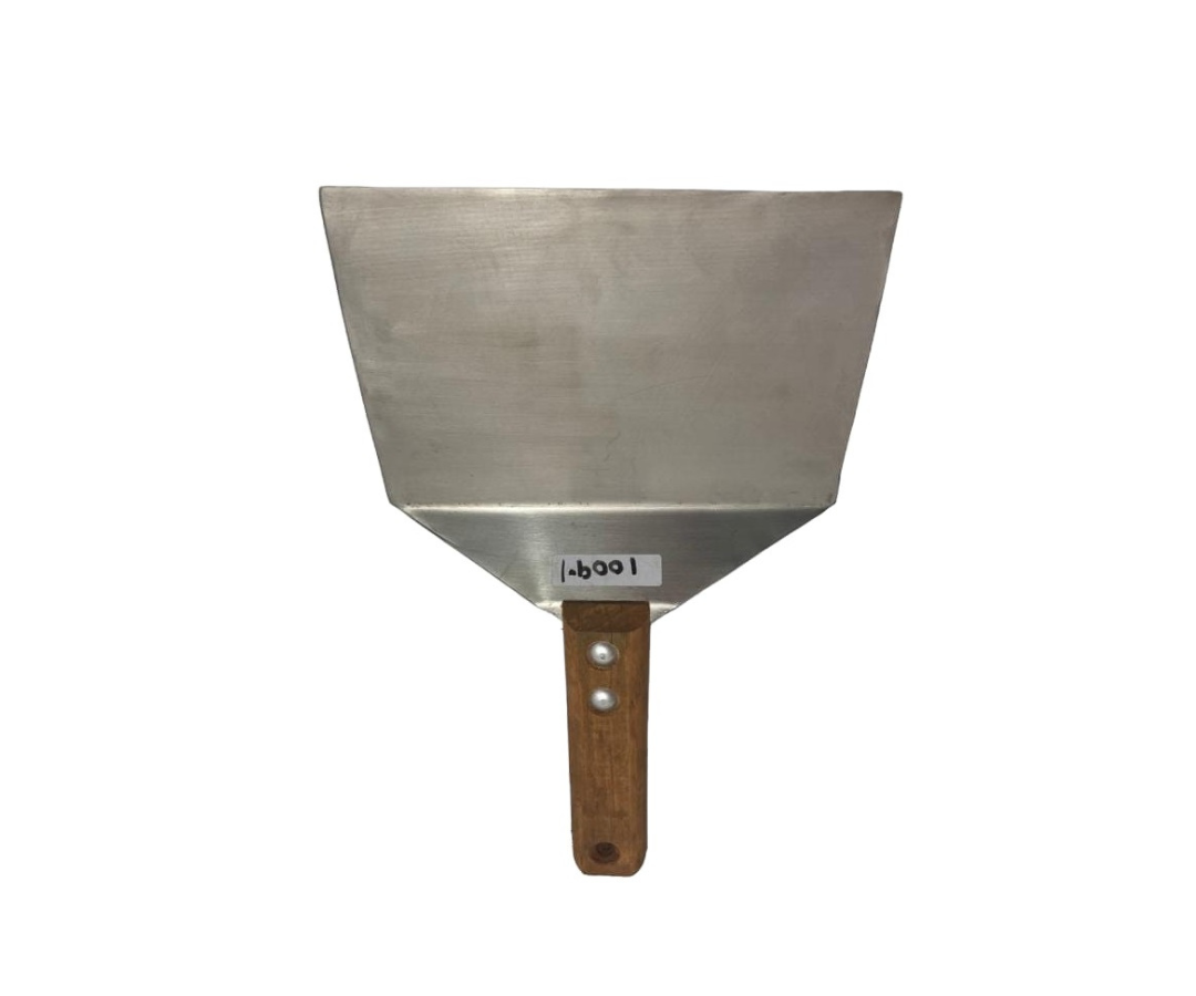 Hamburguesero Inoxidable Ancho 18 cm Liso con Mango de Madera | 29.5 x 18 cm – Resistente y Eficiente