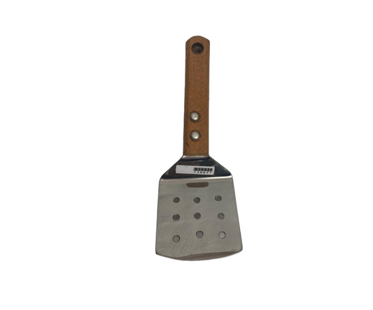 Hamburguesero Inoxidable Ancho 9 cm Liso con Mango de Madera | 25 cm – 130 g – Ligero y Funcional