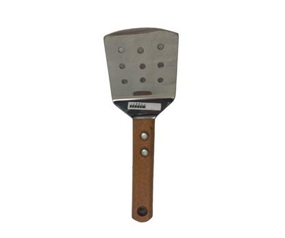 Hamburguesero Inoxidable Ancho 9 cm Liso con Mango de Madera | 25 cm – 130 g – Ligero y Funcional