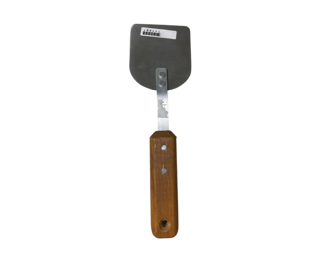 Volteador Inoxidable #1 Liso con Mango de Madera | 25 cm largo, 9.5 x 8 cm base, 96 g – Ligero y Práctico