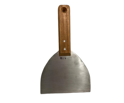 Espátula Inoxidable #14 con Mango de Madera | 24.5 cm largo, 13 x 14 cm base, 158 g – Resistente y Funcional