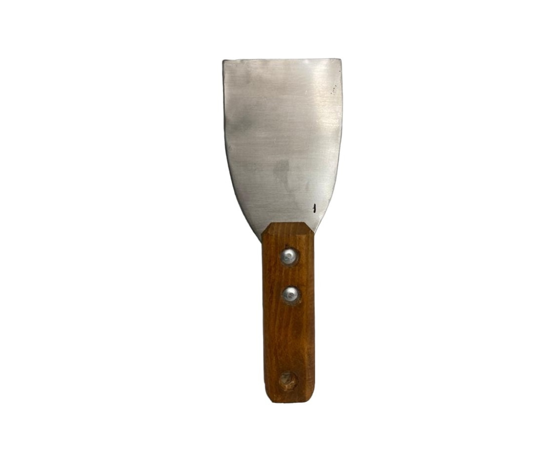 Espátula Inoxidable #7 con Mango de Madera | 20 cm largo, 7 x 11 cm base – Compacta y Funcional