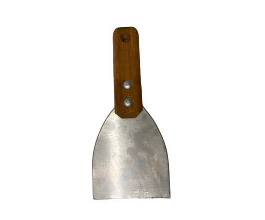 Espátula Triangular Inoxidable #9 con Mango de Madera | 20 cm largo, 10 x 9 cm base, 108 g – Precisa y Compacta