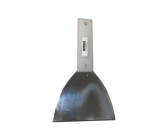 Espátula Triangular Inoxidable con Mango Blanco de Plástico | 23 cm largo, x 11 cm, 186 g –