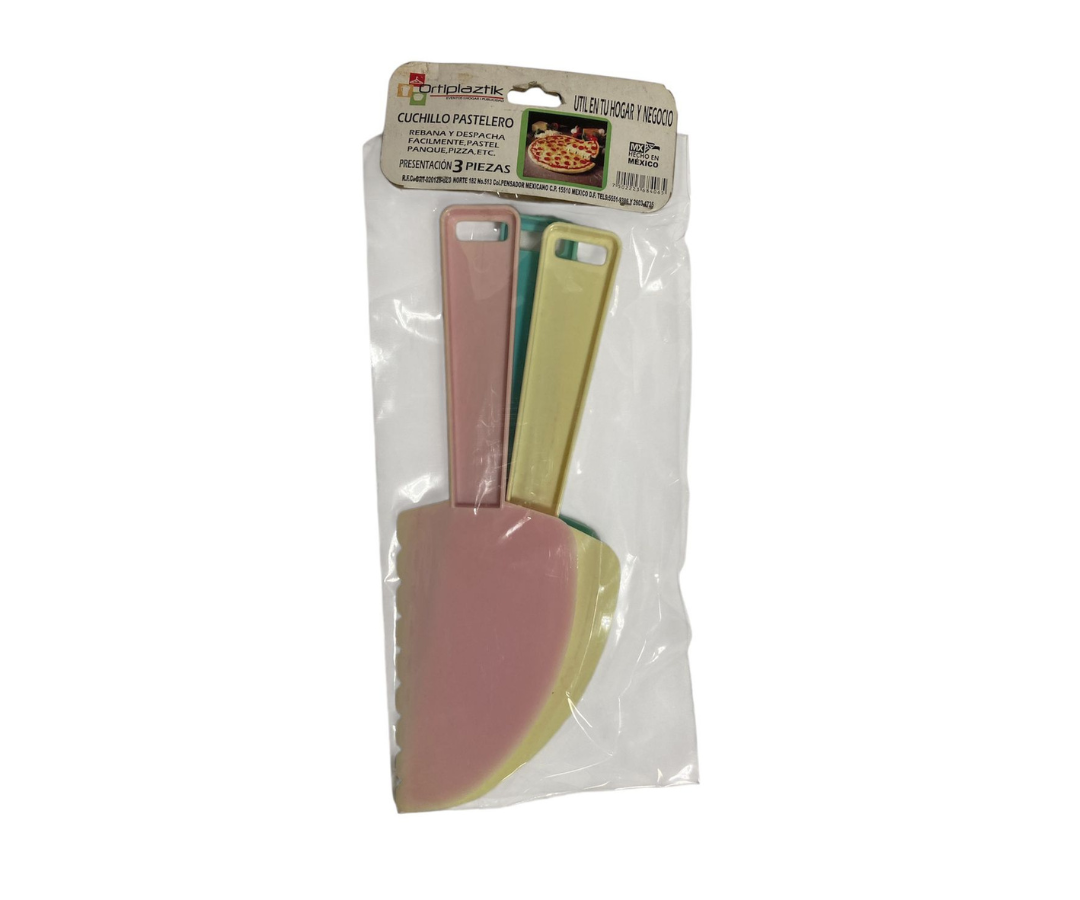 Cuchillo Pastelero Ortiplaztik 3 Piezas | 23 cm, 56 g – Colorido y Versátil