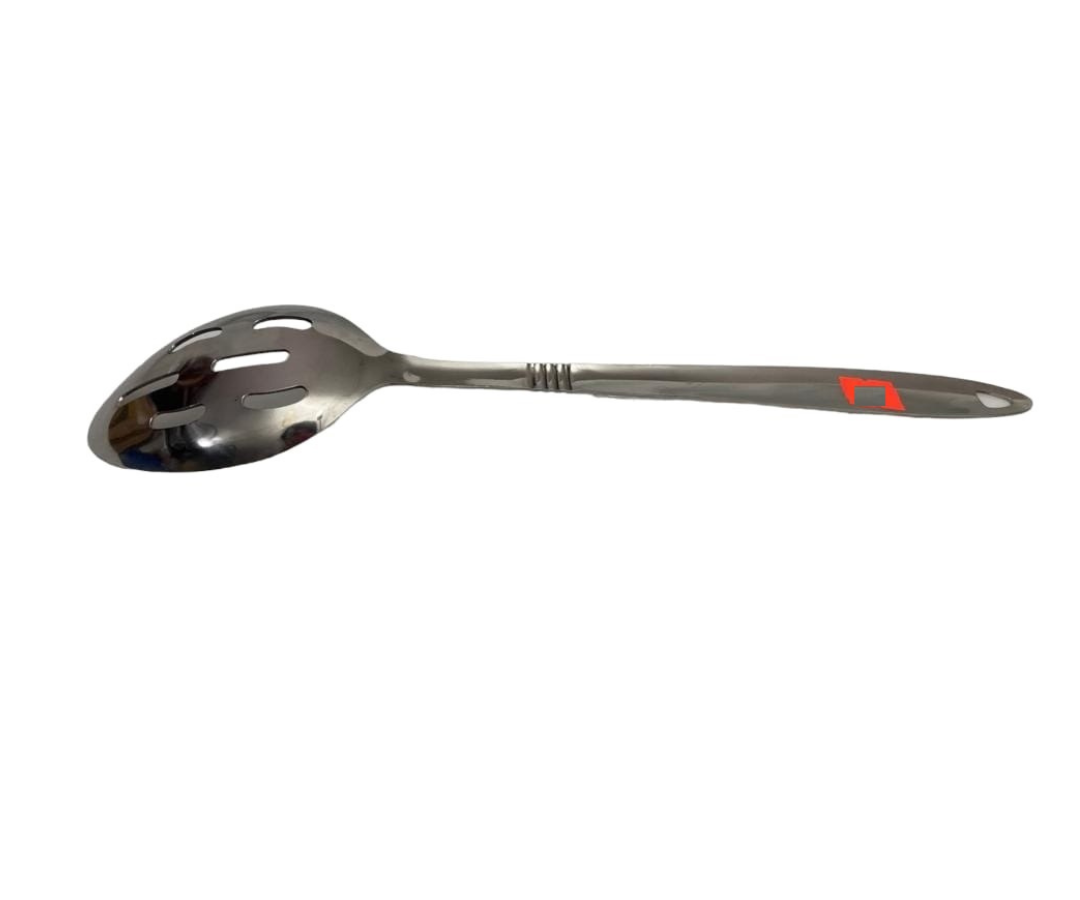 Cuchara de Lujo #6 Acero Inoxidable con 6 Perforaciones | 34 cm Pulido Brillante y Resistente