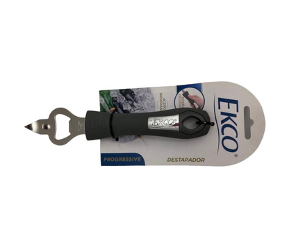 Destapador Progressive Ecko de Acero Inoxidable | Mango Ergonómico Soft Touch, 20 cm, Color Gris