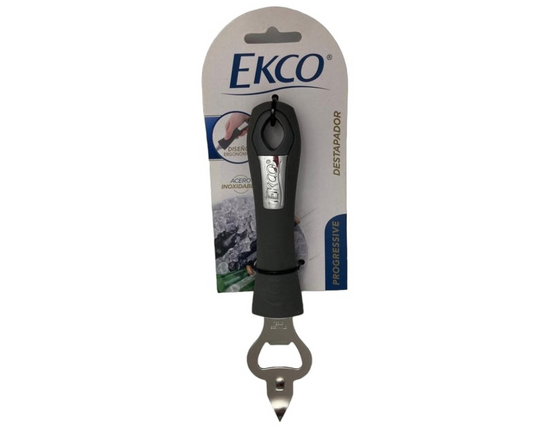 Destapador Progressive Ecko de Acero Inoxidable | Mango Ergonómico Soft Touch, 20 cm, Color Gris