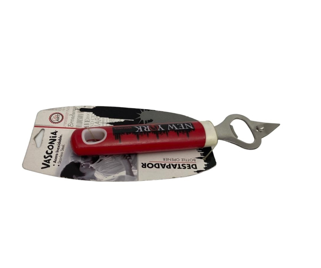 Destapador Vasconia City Art de Acero Inoxidable | Diseño "The Worldwide Flavor" New York, 19 cm