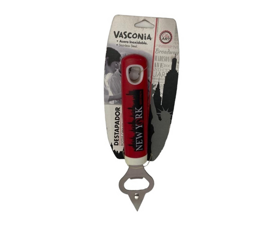 Destapador Vasconia City Art de Acero Inoxidable | Diseño "The Worldwide Flavor" New York, 19 cm