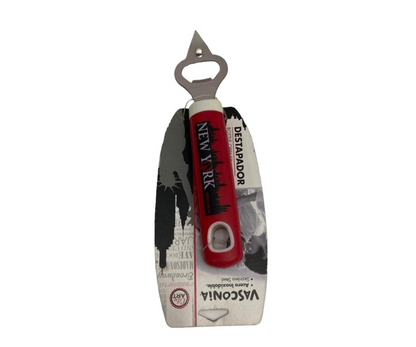 Destapador Vasconia City Art de Acero Inoxidable | Diseño "The Worldwide Flavor" New York, 19 cm