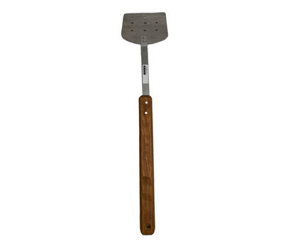 Volteador Inoxidable #4 Perforado con Mango de Madera | 52 cm largo, 11.5 cm ancho, 212 g – Robusto y Profesional