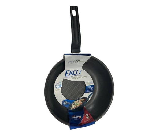 Sartén Wok Ecko Progressive 28 cm | 726 g – Antiadherente Duraflon Pro, Distribución Óptima de Calor